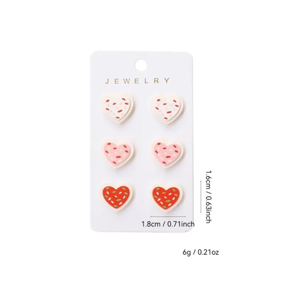 Valentine Sprinkle Heart Earrings ~ Set of 3 - Picture 2 of 2